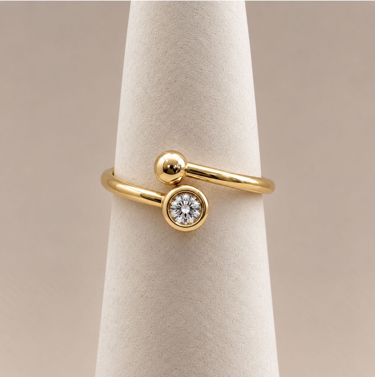 Minimalist Gold Open Cuff Diamond Ring (2.2g)