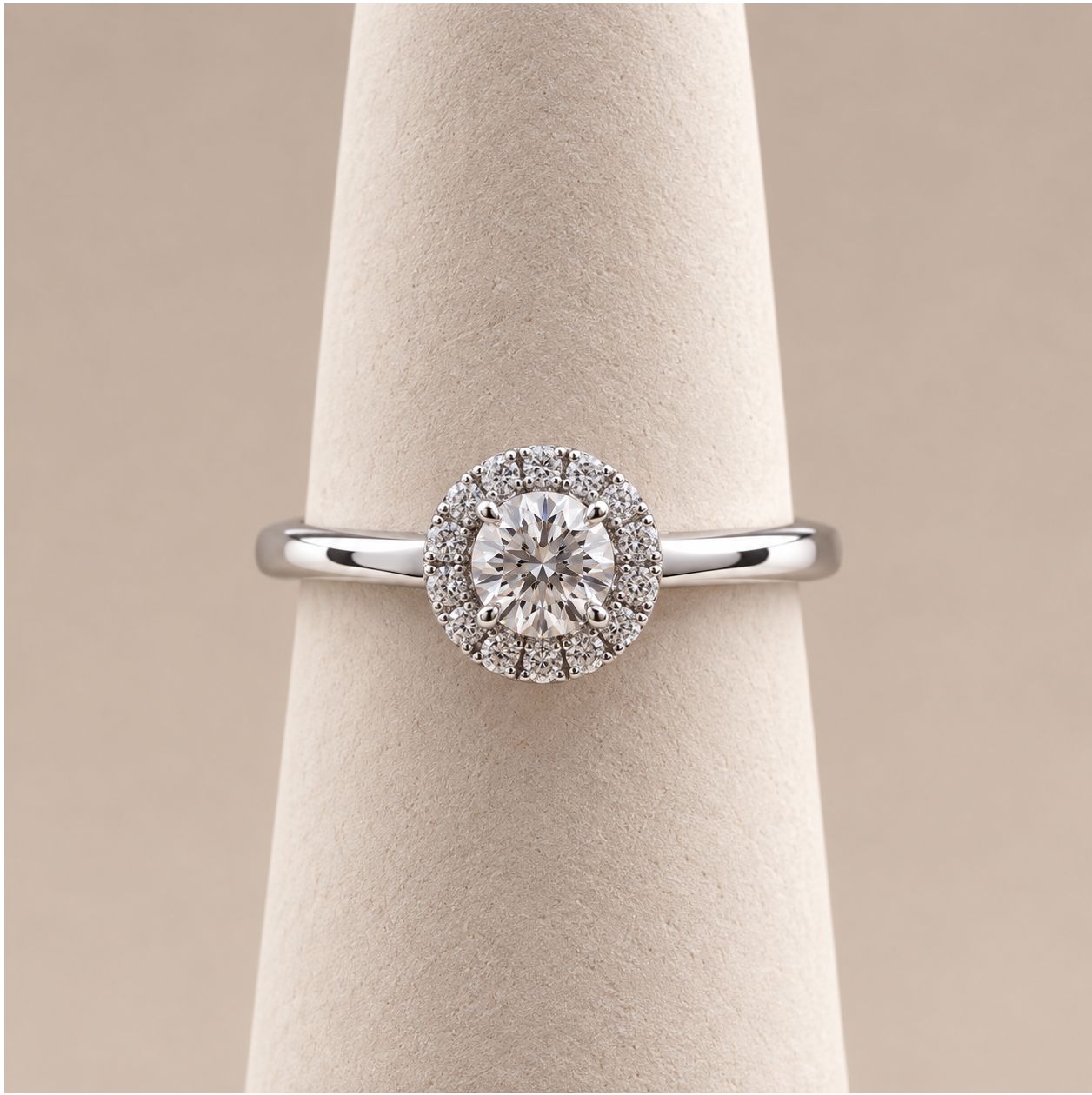 Simple Round Diamond Halo Ring (2.2g)