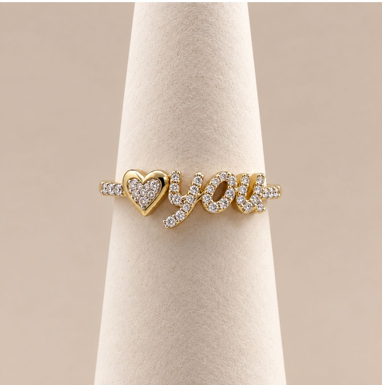 Diamond "Heart You" Script Gold Ring (1.7g)