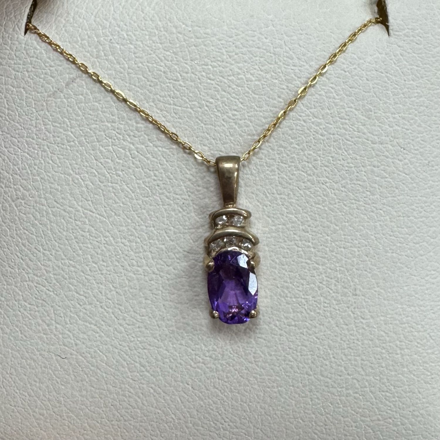 BirthStone Gold Pendant with Chain, Colour: Amethyst