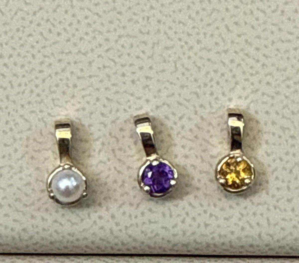 10ky CS Kids Pendants (Pearl, Citrine, Amethyst)