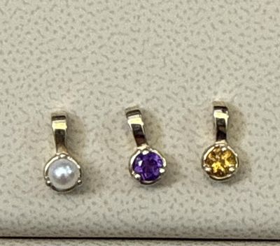 10ky CS Kids Pendants (Pearl, Citrine, Amethyst)