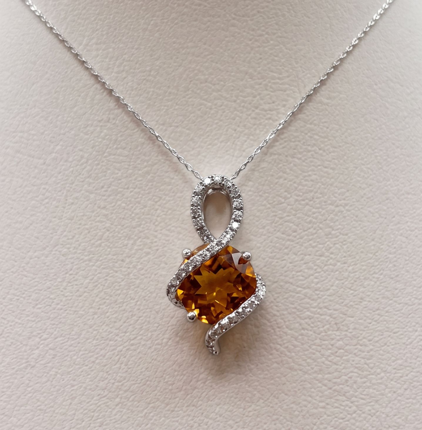 Citrine &amp; Diamond Treble Clef Pendant