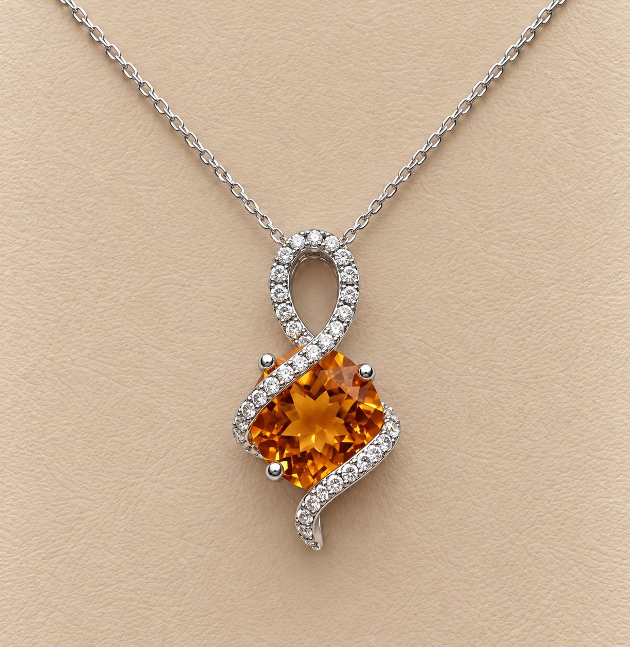 Citrine &amp; Diamond Treble Clef Pendant