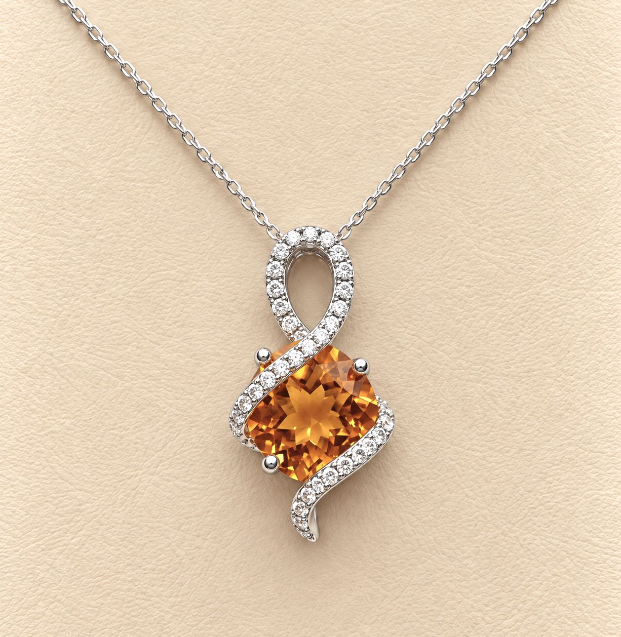 Treble Clef Citrine Diamond Pendant