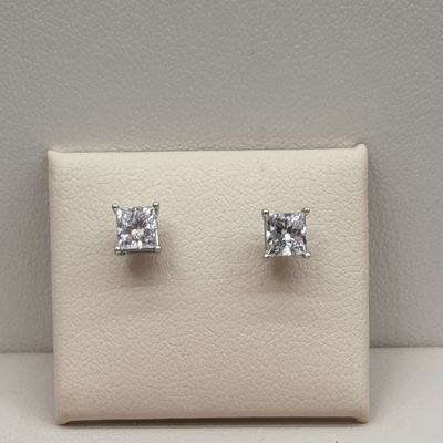 14KW 1ct Princess-Cut Diamond Earrings