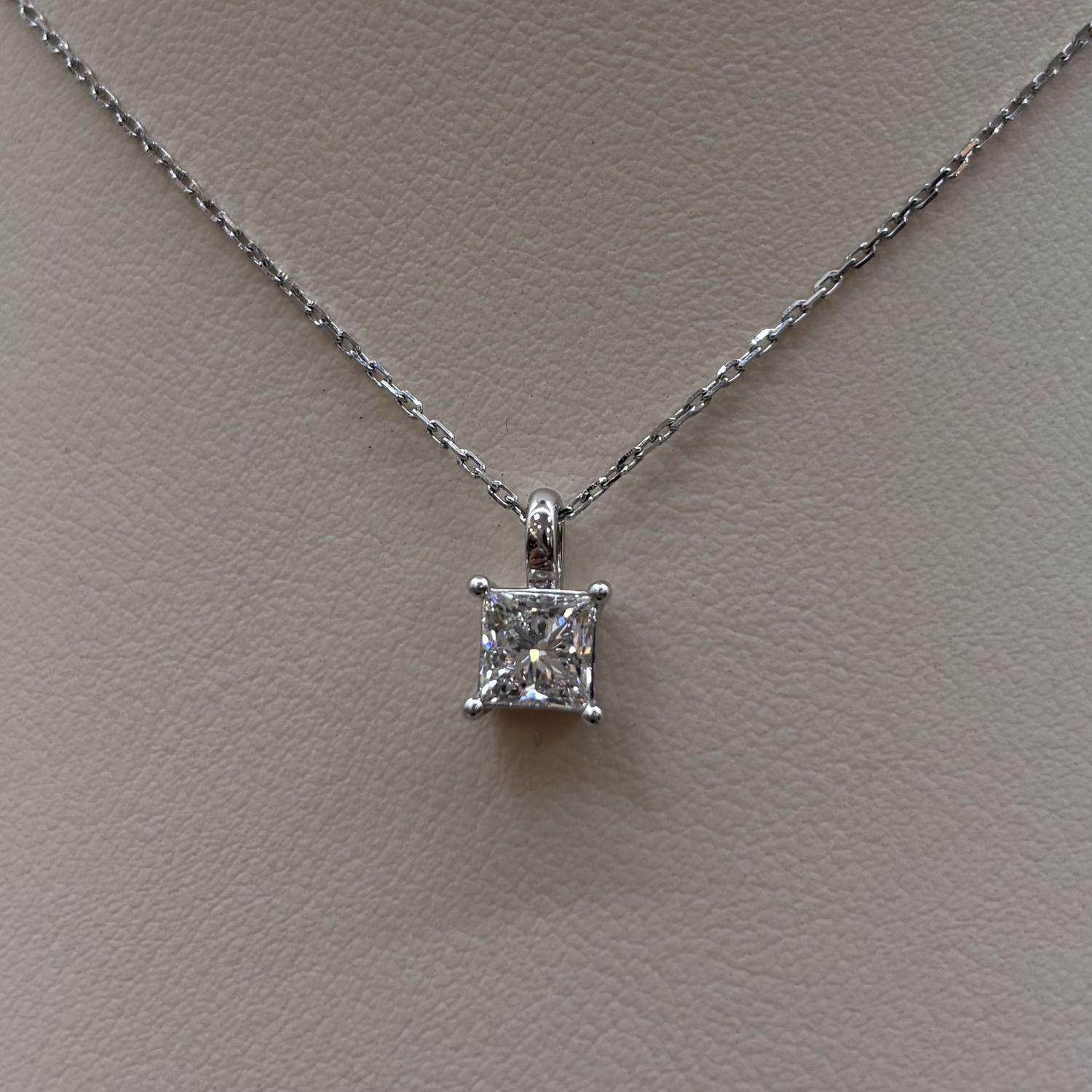 14KW 1.5ct Solitare Princess-Cut Pendant