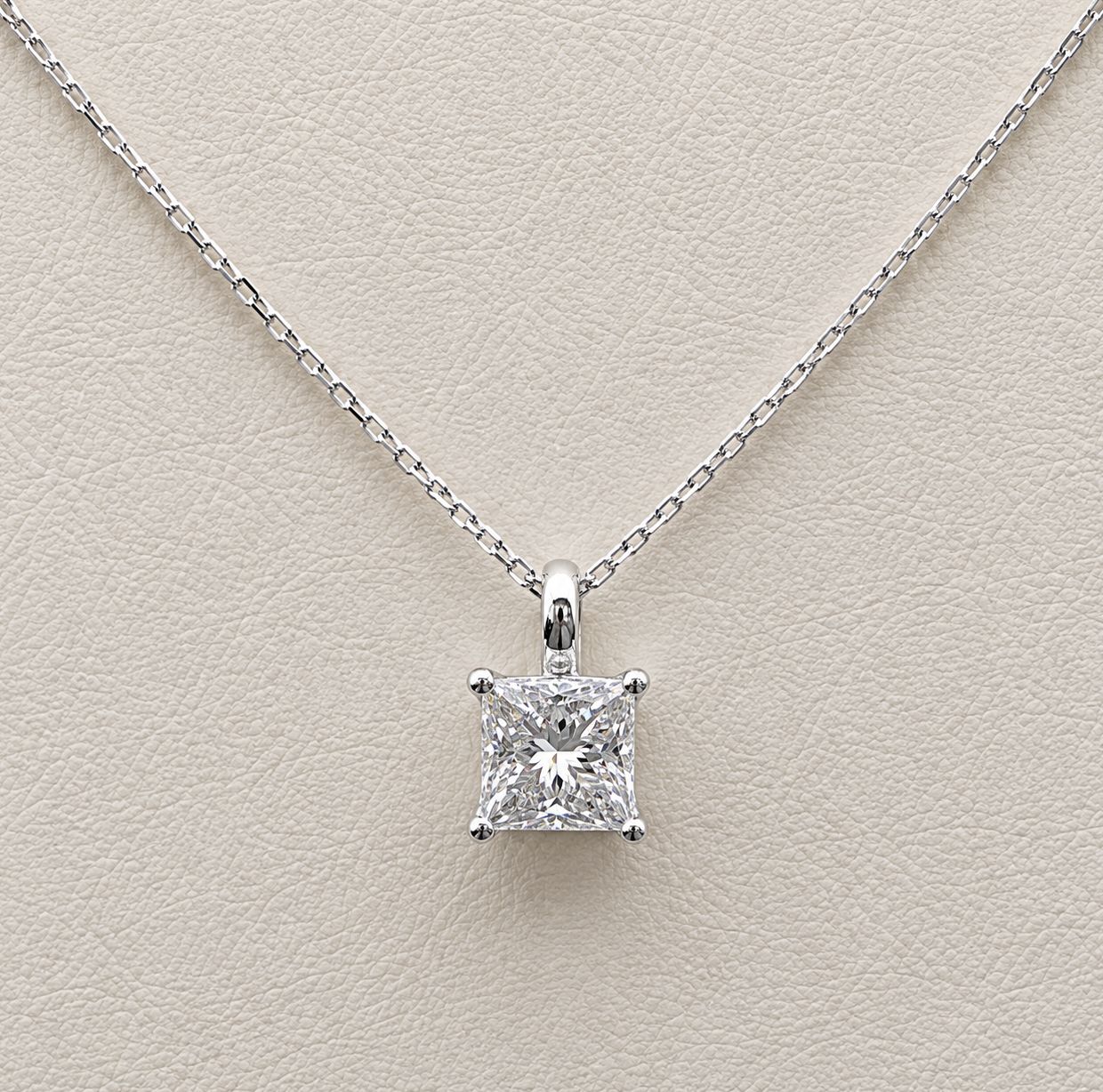 14KW 1.5ct Solitare Princess Cut Pendant
