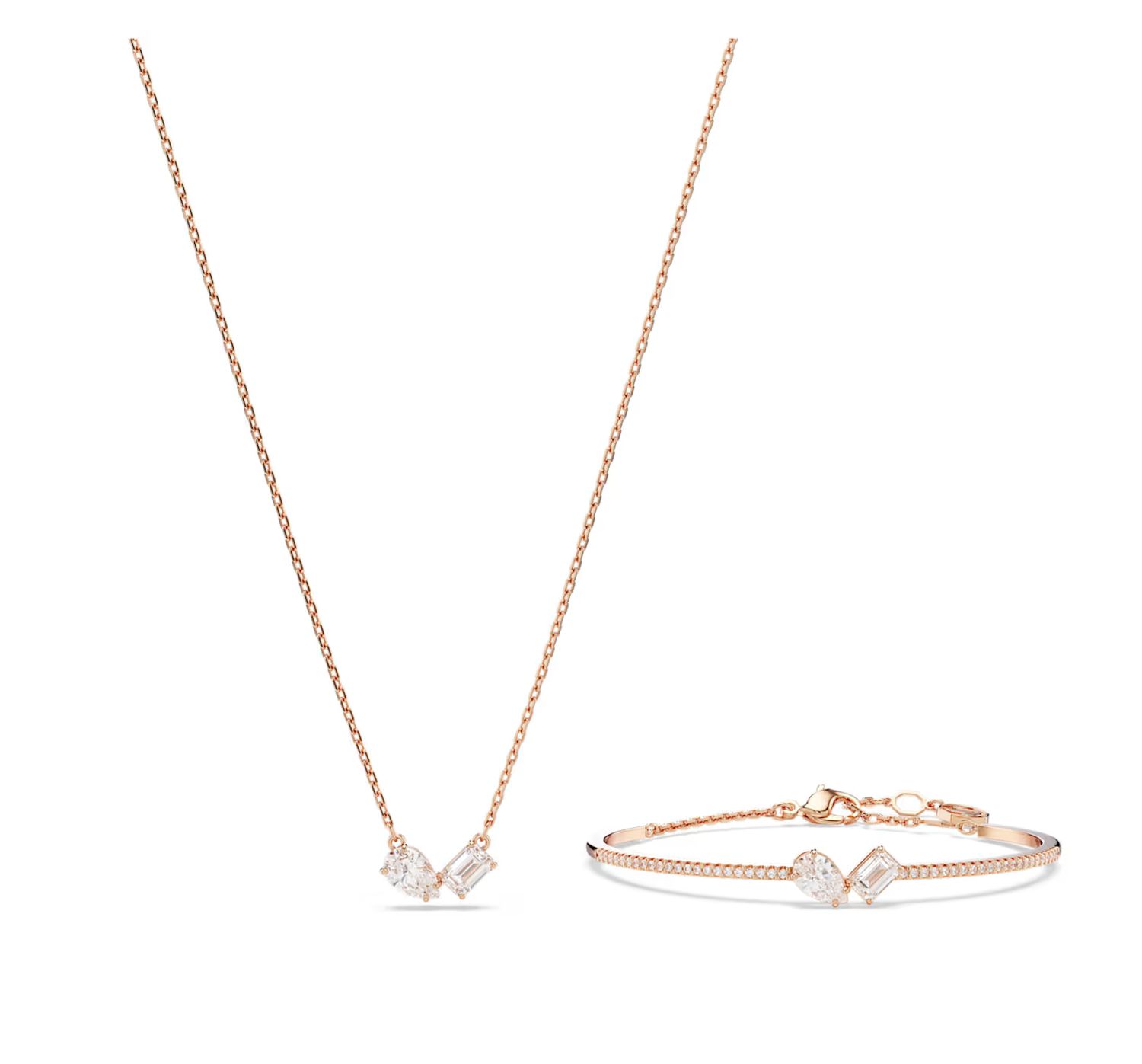 Mesmera Mixed Cuts Bangle Bracelet &amp; Pendant Necklace Set-5684779