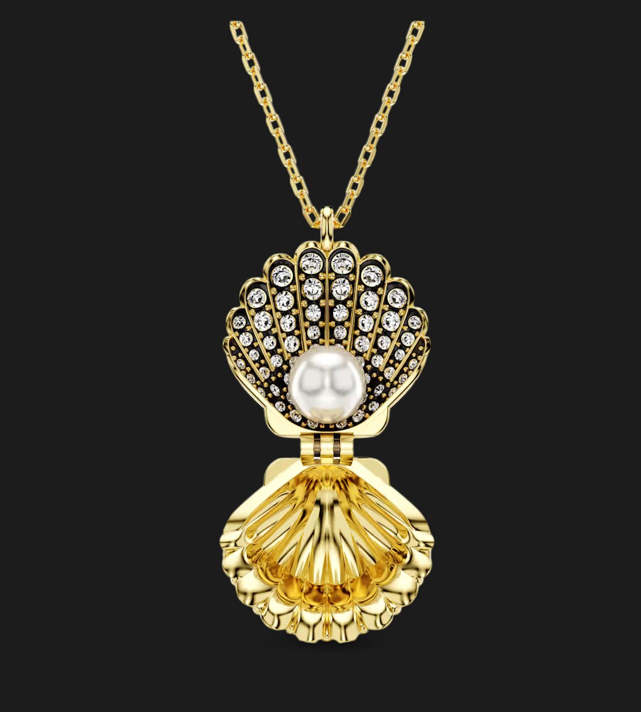 Idyllia Pendant, Crystal Pearl, Shell, White, Gold-Tone-5683966