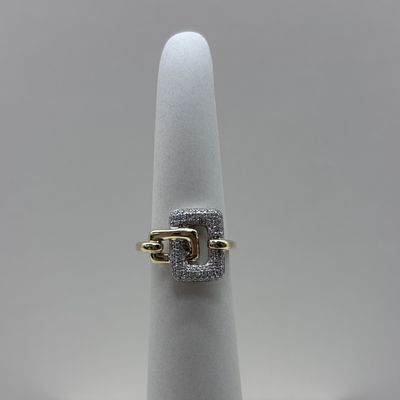 14KYW Two-tone Diamond Buckle Ring Bassali