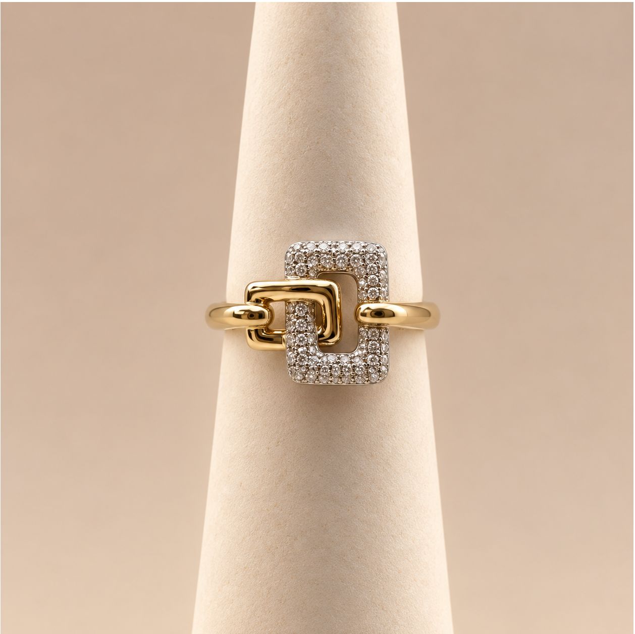 Two-Tone Pavé Diamond Buckle Ring