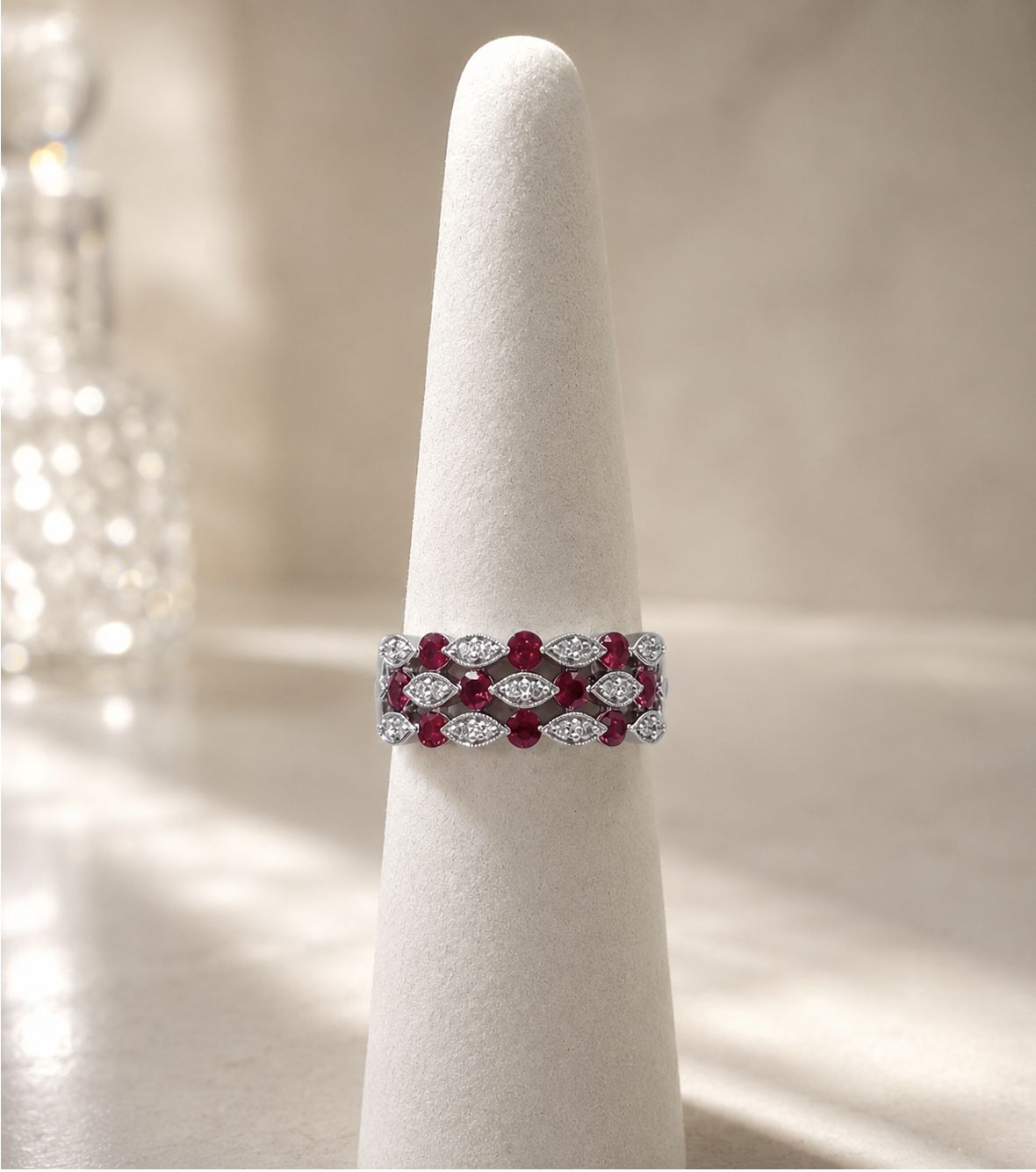 14KW Marquise-Cut Rubies &amp; Diamond Ring (5.3g)