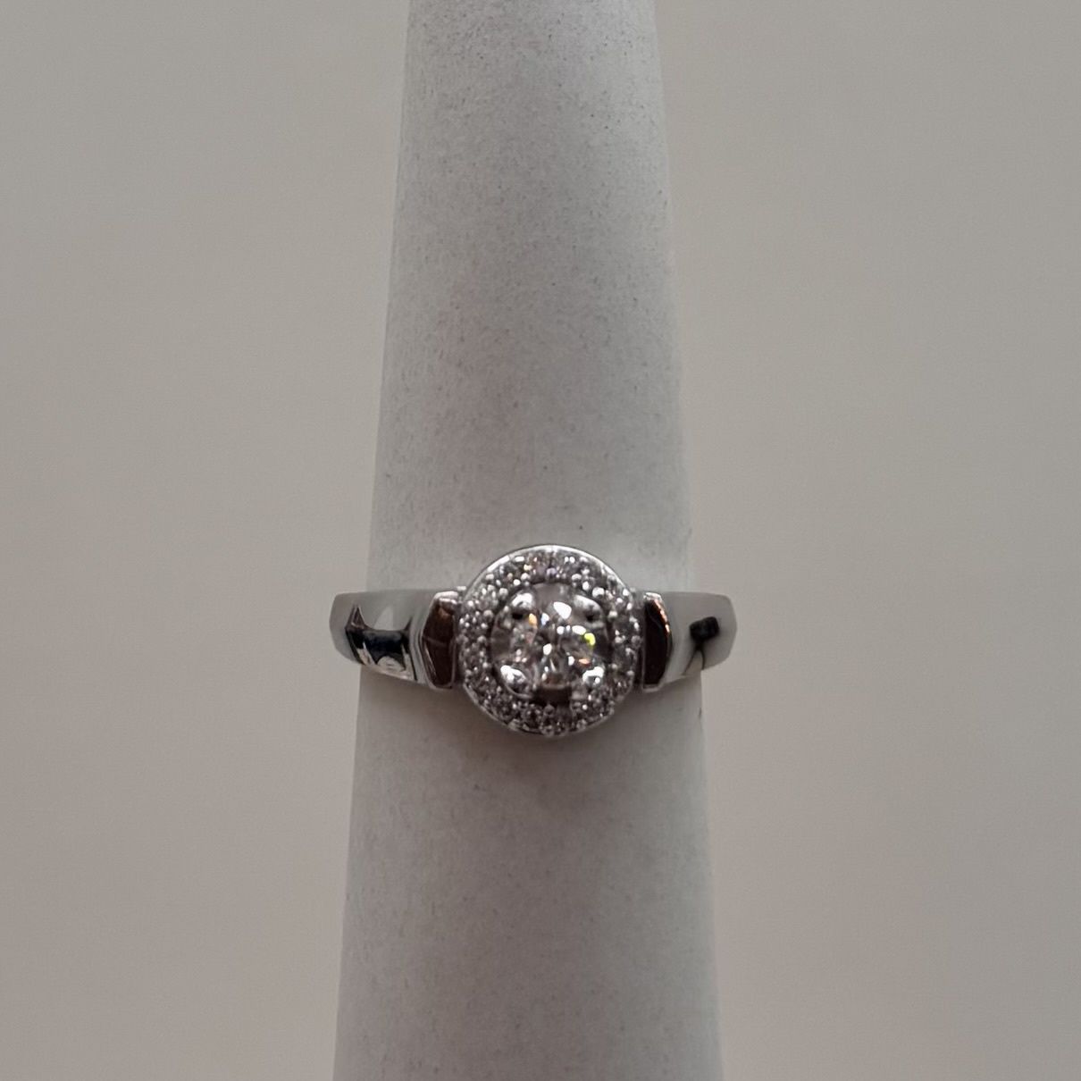14KW  "Eugenia " Halo Cathedral Diamond Ring