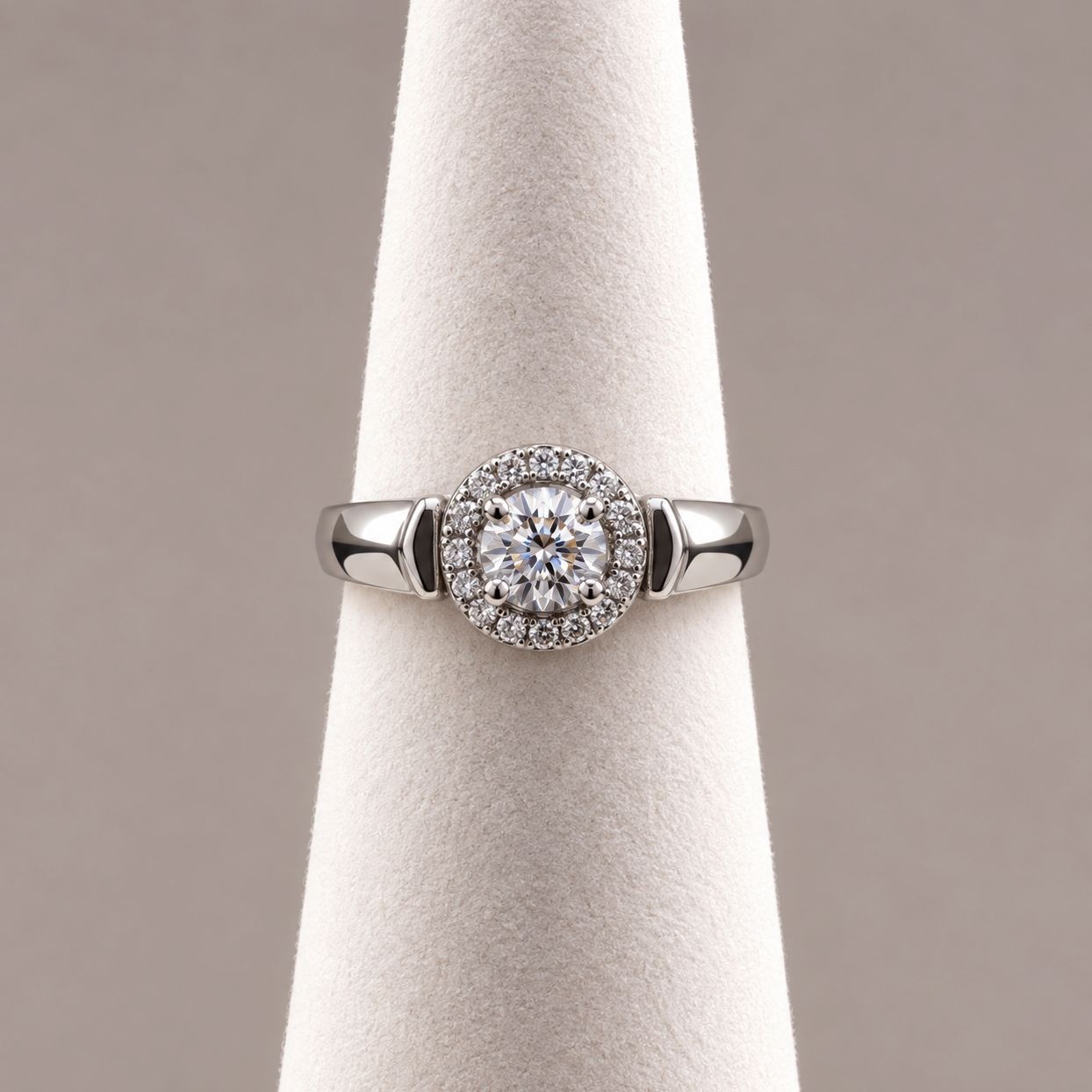"Eugenia " Halo Cathedral Diamond Ring