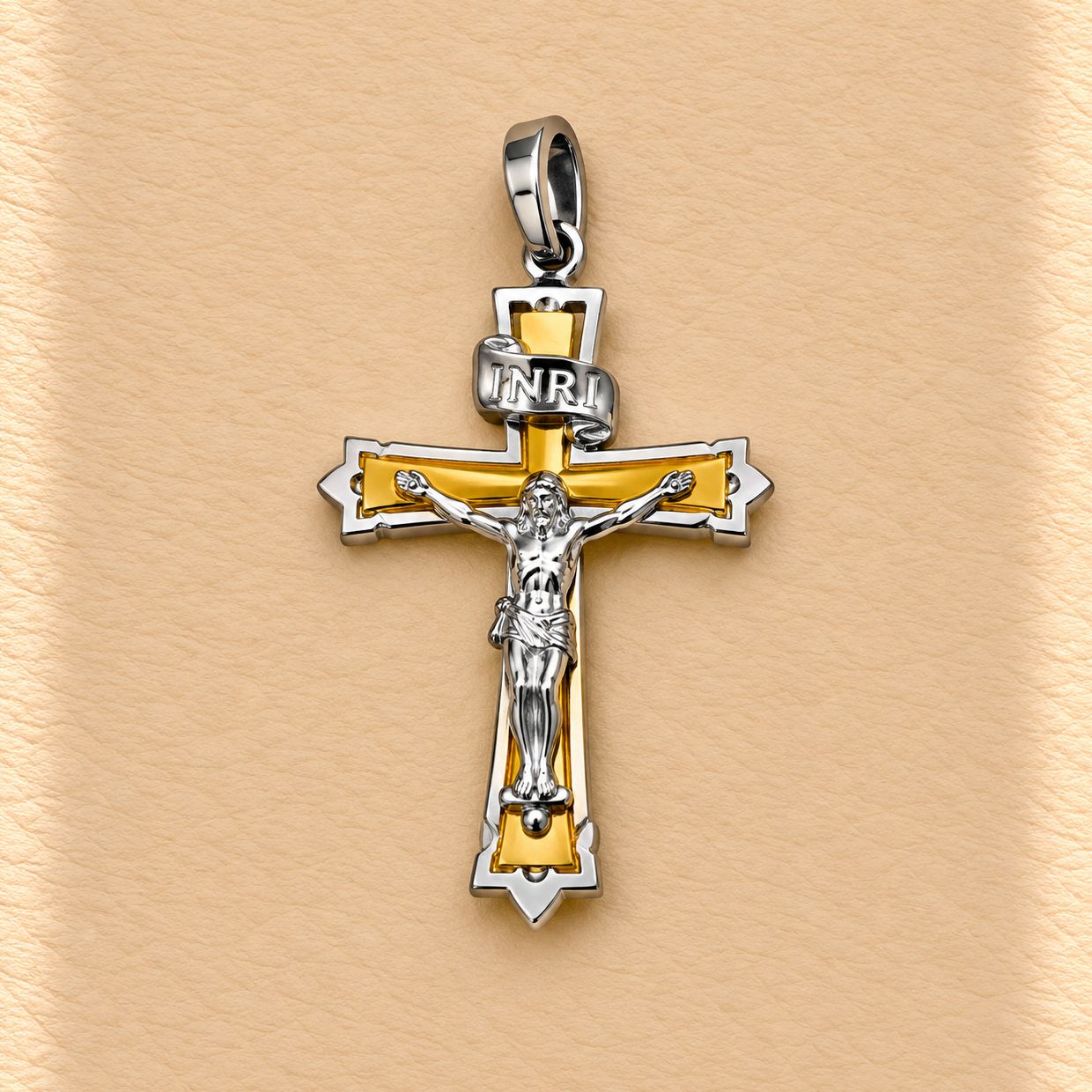 Gold Pendants (1.3-1.5g), Material: Two-Tone Crucifix (INIR)