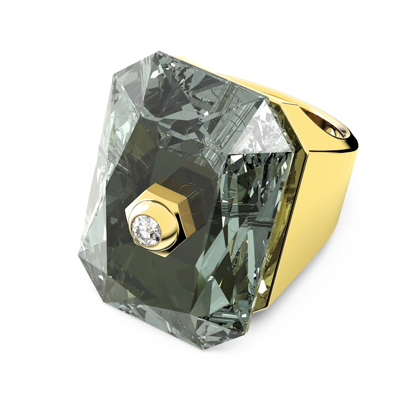 Numina Cocktail Ring, Octagon Cut, Gray, Gold Tone-5620757