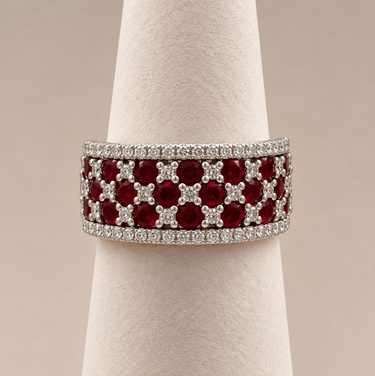 Mosaic Lattice Ruby Diamond Wide Band (7.1g)