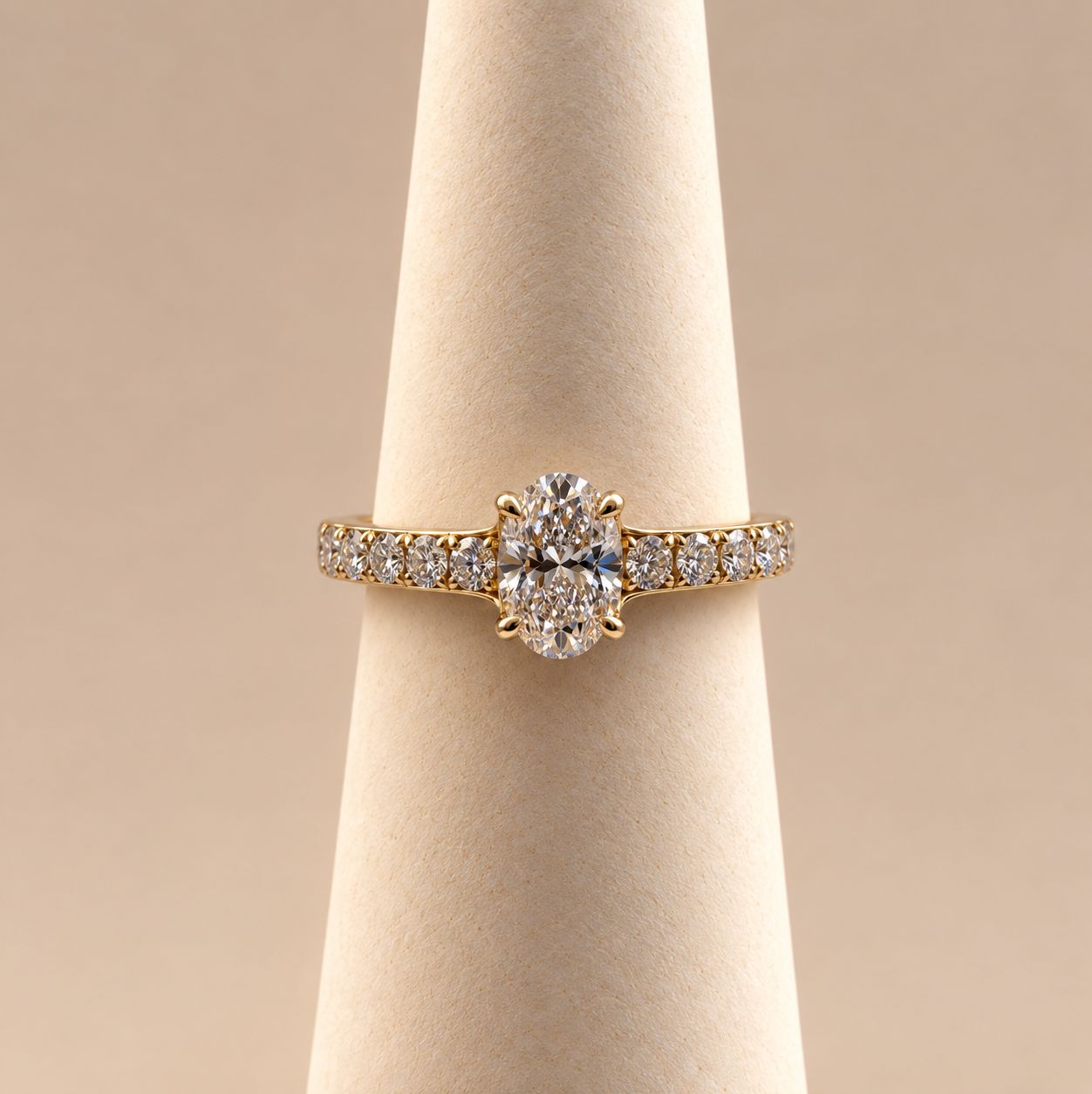 "Siobhan"  Oval Brilliant Diamond Ring with Shared-Prong Shank