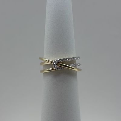14KY Cross Over Diamond Ring Bassali