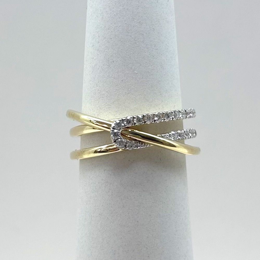 14KY Cross Over Diamond Ring Bassali