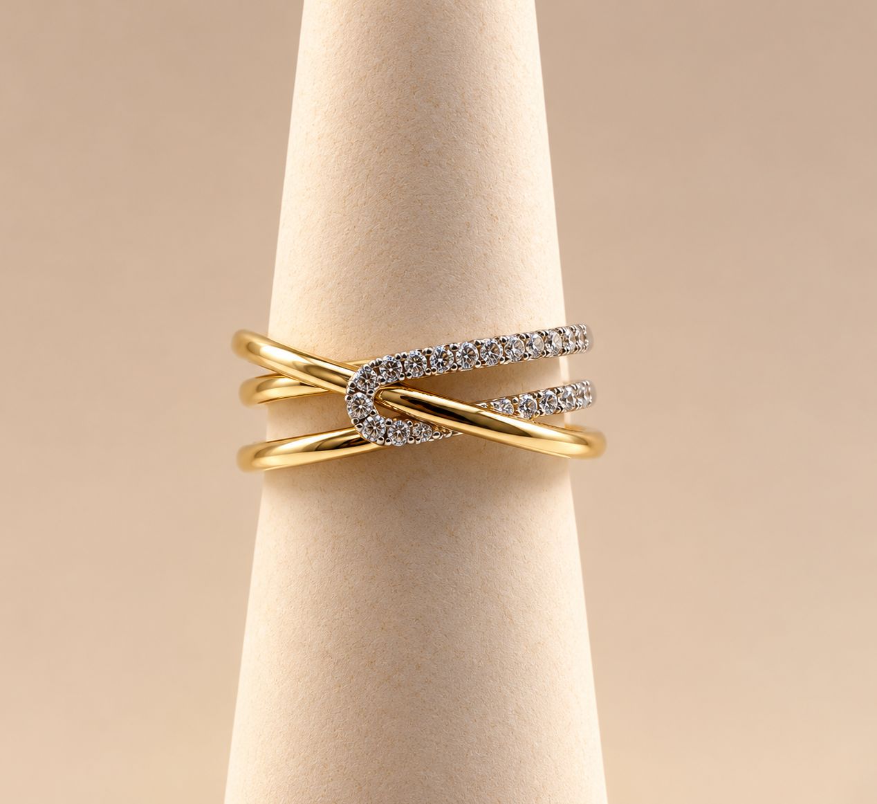 Mixed-Metal Equestrian Hook Diamond Fashion Ring