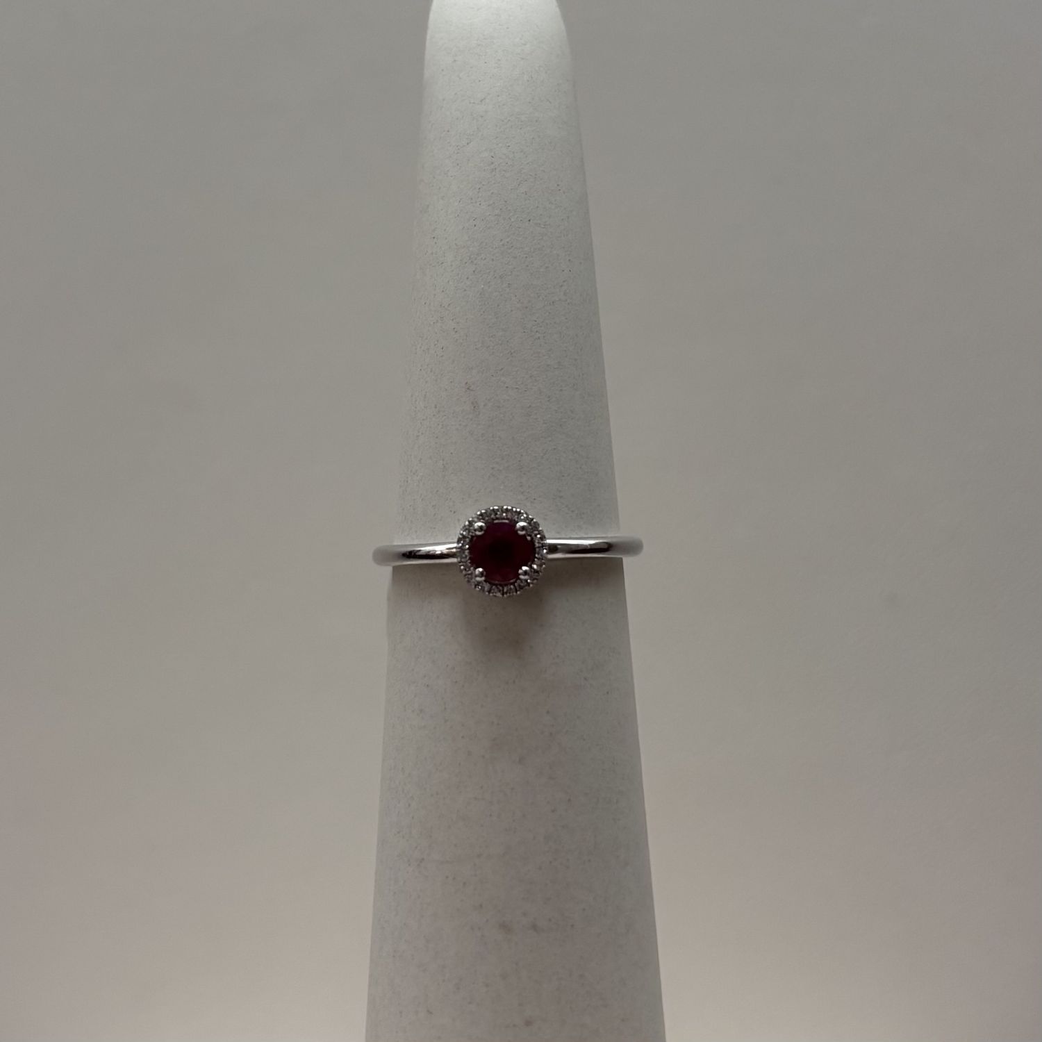 14KW Garnet &amp; Diamond Halo Ring