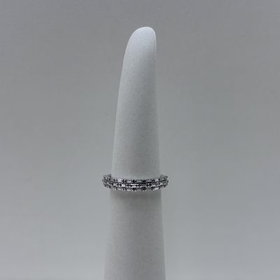 14K White Gold Mixed Cut Band Bassali