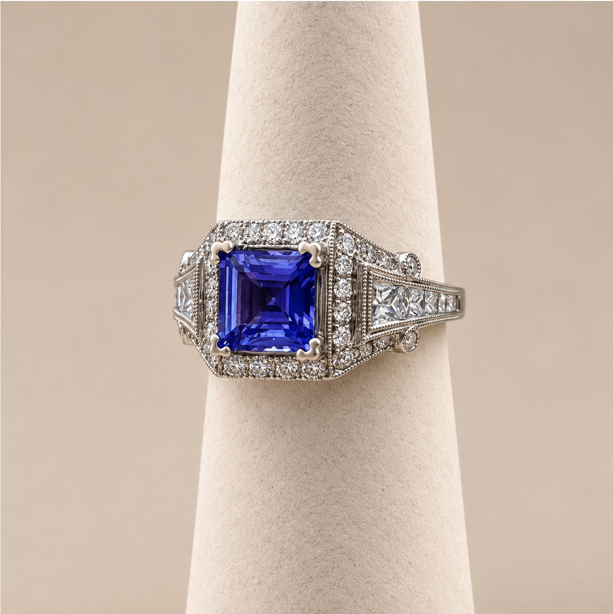 Square Tanzanite Statement Diamond Ring (5.7g)