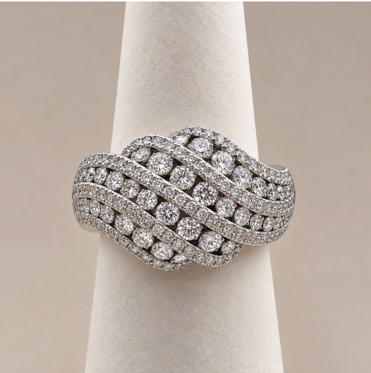 Multi-Row Diamond Dome Cocktail Ring (7.2g)