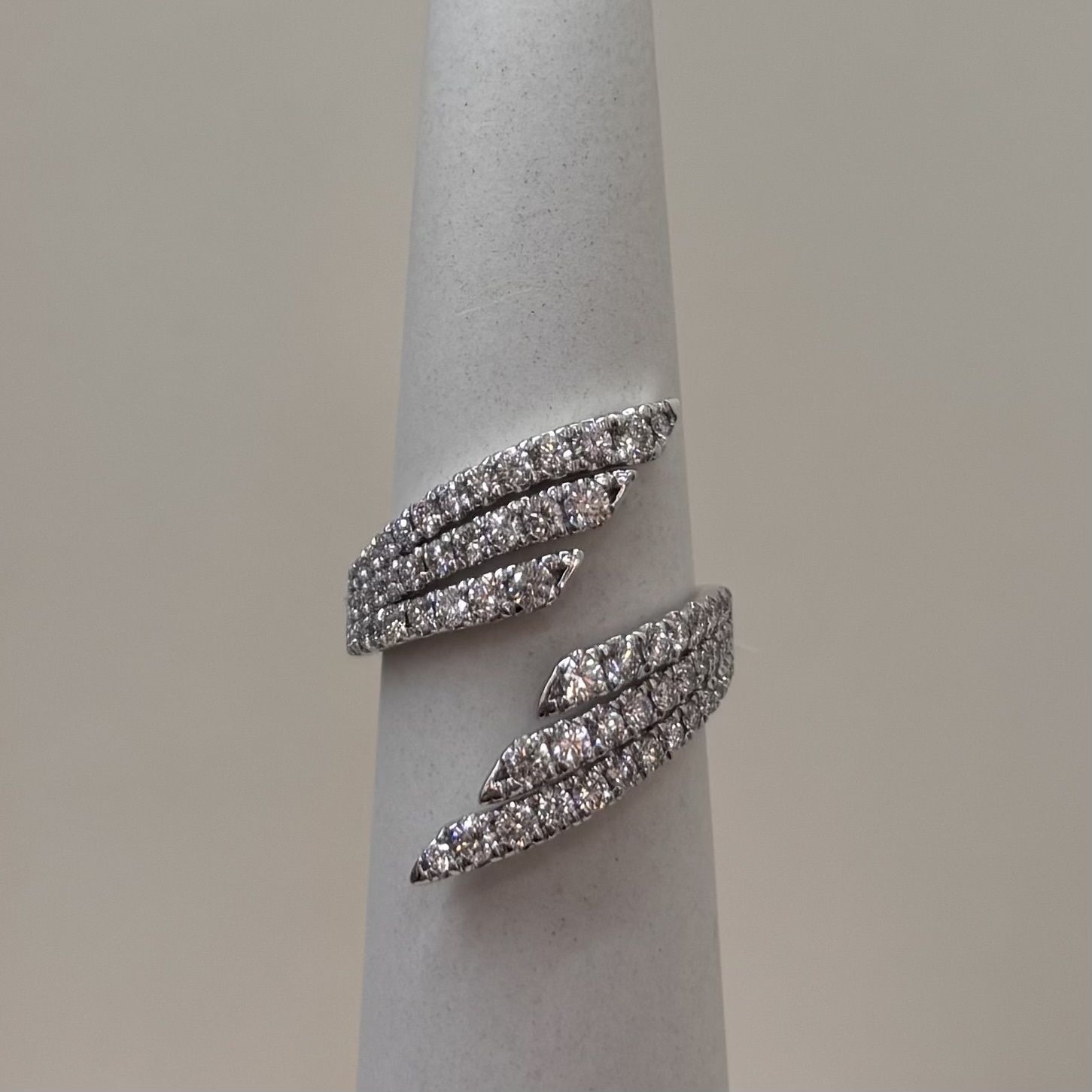 14KW Multi Row Diamond Bypass Ladies Ring