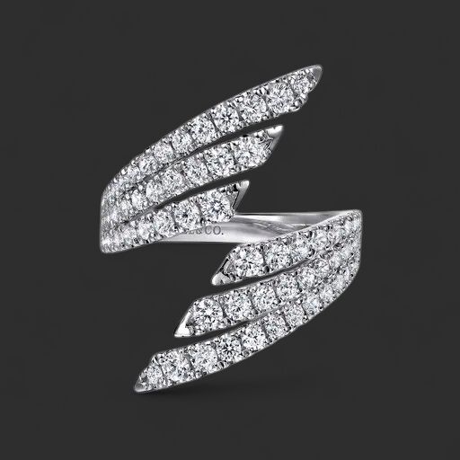 14KW Multi Row Diamond Bypass Ladies Ring