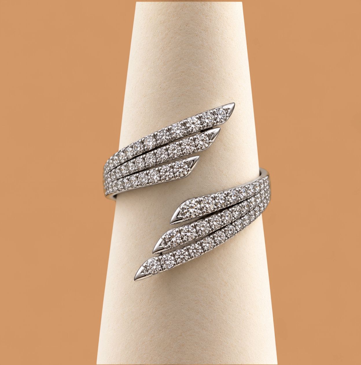 Multi Row Diamond Bypass Ladies Ring