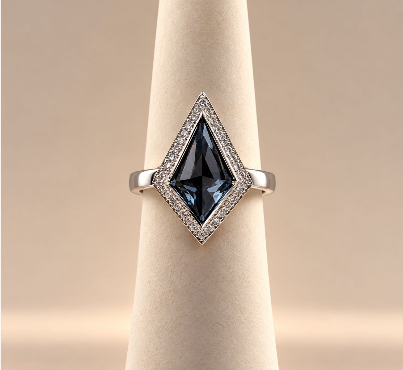 Turquoise Rhombus Diamond Halo Ring