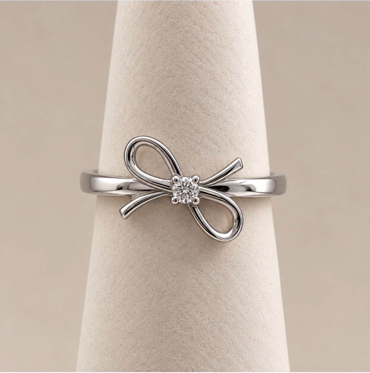 White Gold Bow Style Diamond Ring
