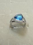 Blue Topaz/Dia Triangle Ring