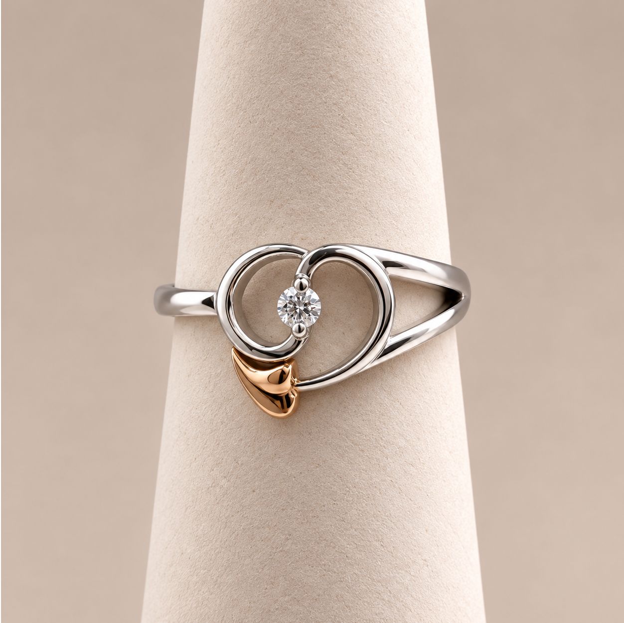 "Two Hearts Entwined" Bypass Diamond Ring