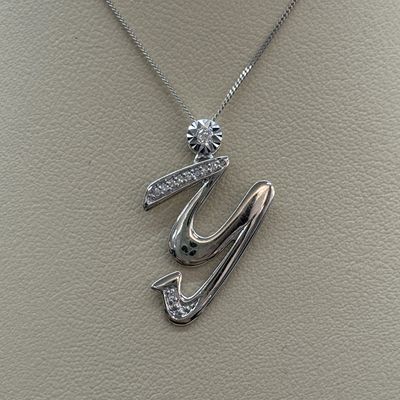 10k Gold Diamond Initial Pendant with Chain