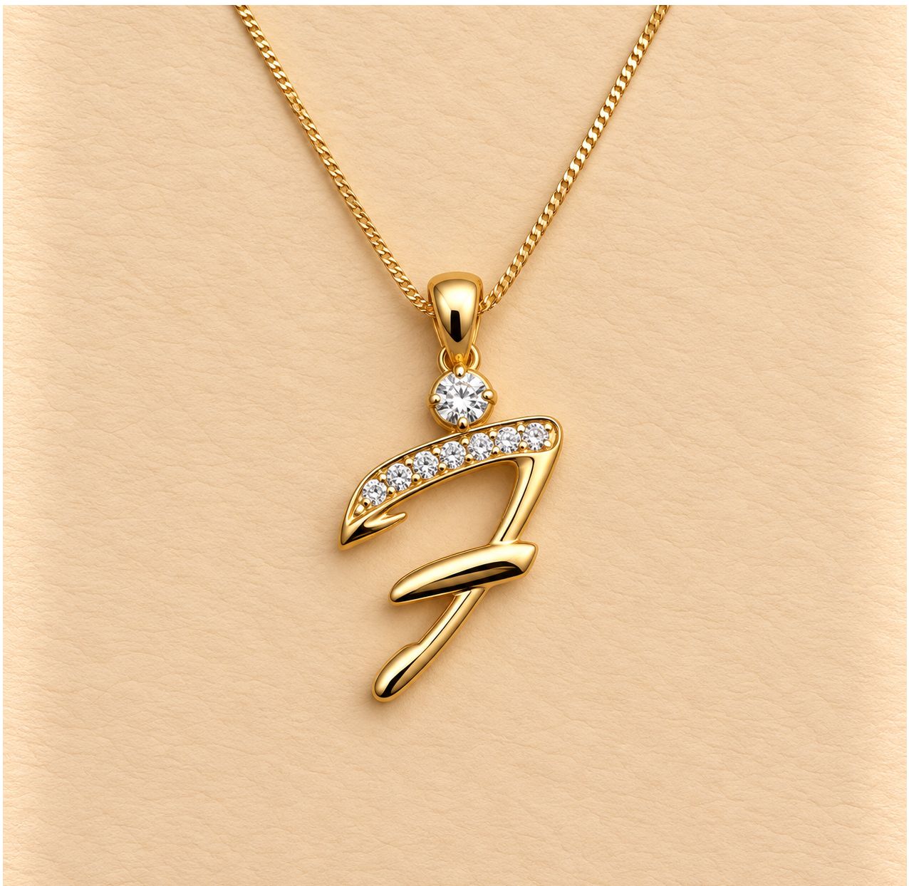 Gold|White Gold Diamond Initial Pendants (with Chain), Colour: F-YG