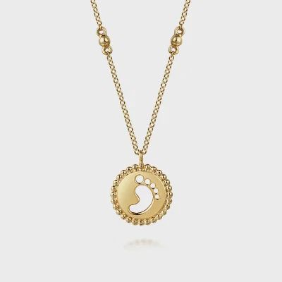 14K Yellow Plain Gold Medallion Necklace, Material: Foot