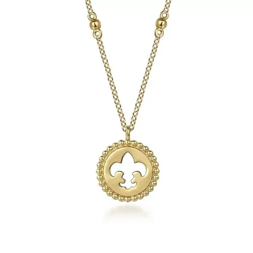 14K Yellow Plain Gold Medallion Necklace