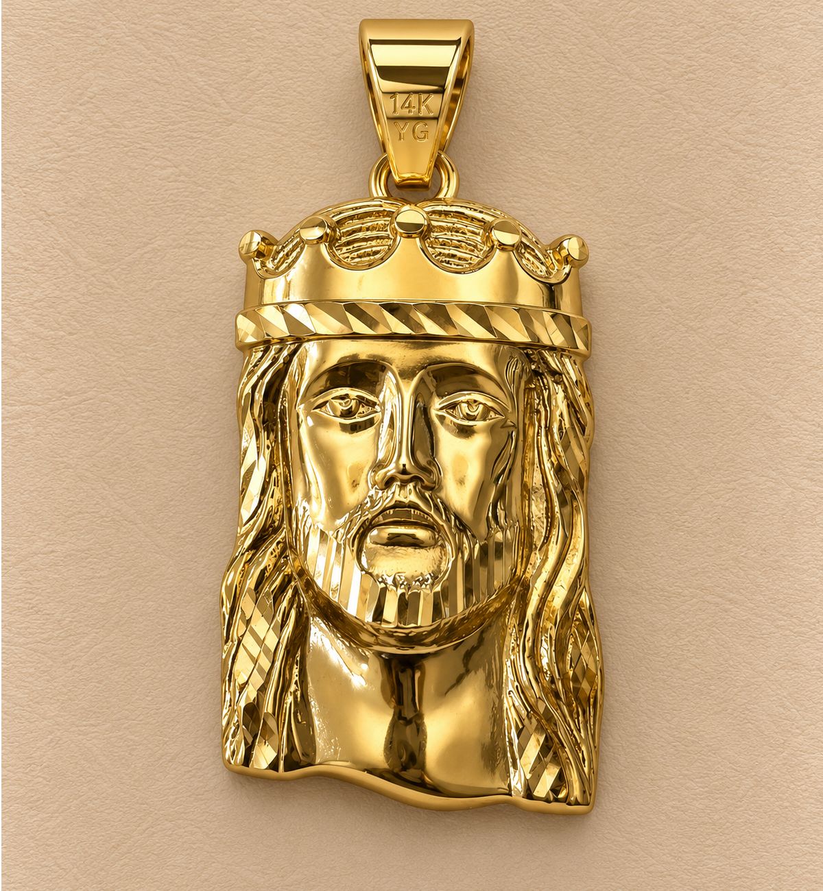 Gold Christ Head Pendant-Medium, Material: Yellow Gold