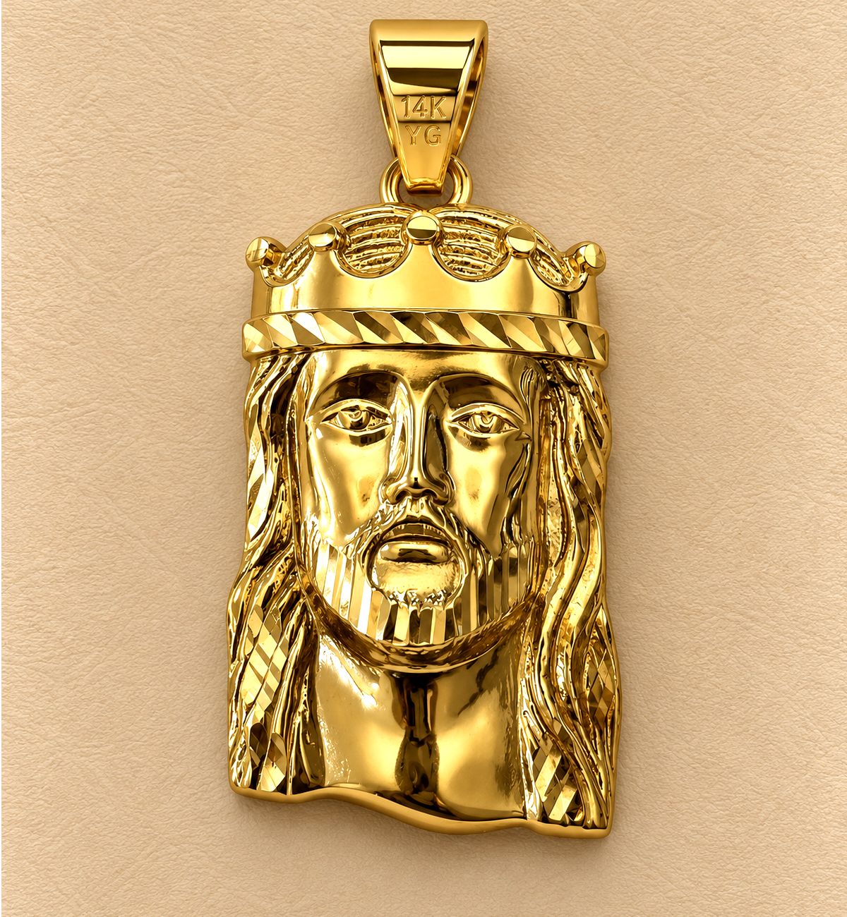 Christ Head Pendant-Medium (4.5g), Material: Yellow Gold