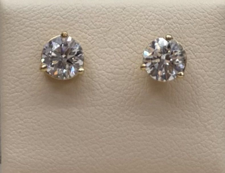 14KY 2ct Solitare Round-Cut Studs