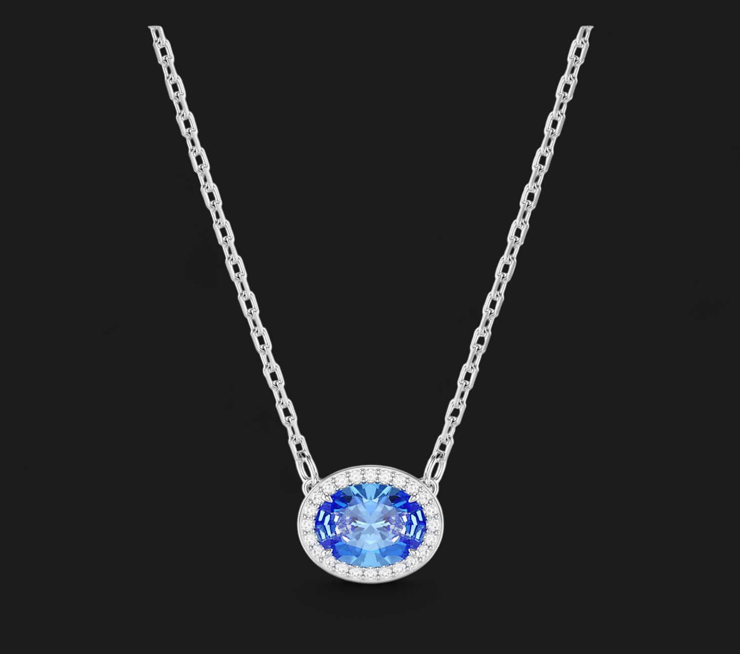 Constella necklace Oval Cut, Blue-5671809