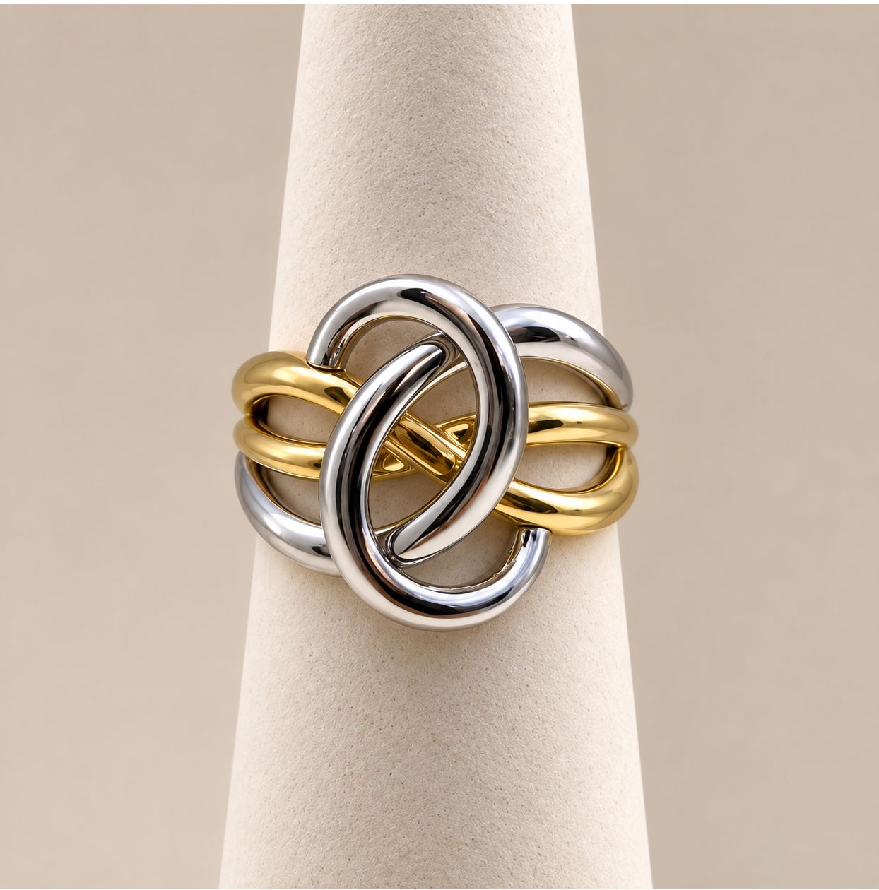 Two-Tone Interwoven Love Knot Ring