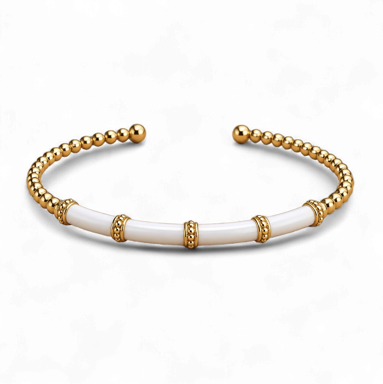 Bujukan and Bar Split Bangle with White Enamel