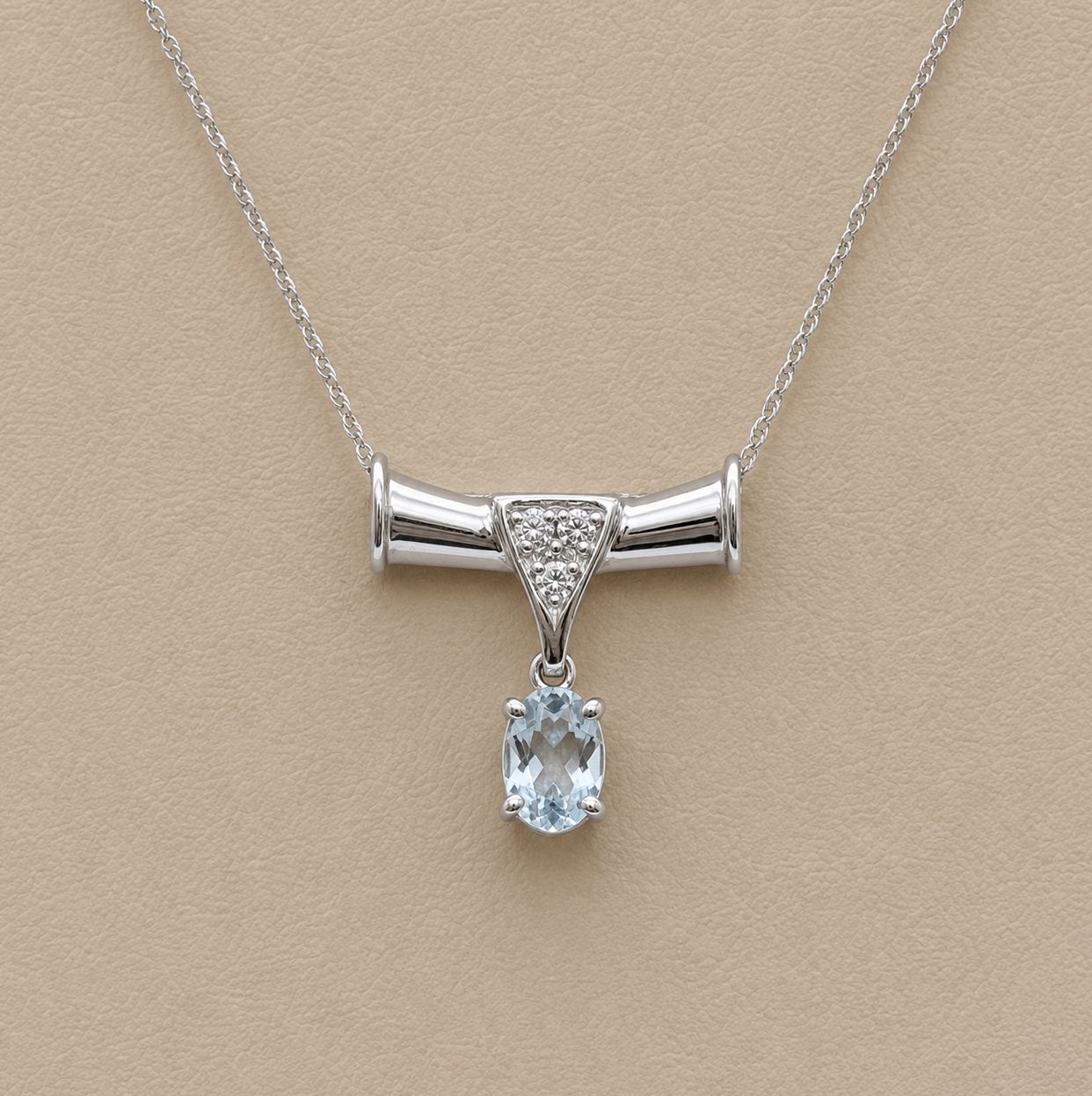 Aquamarine and Diamond Bull Horn Pendant