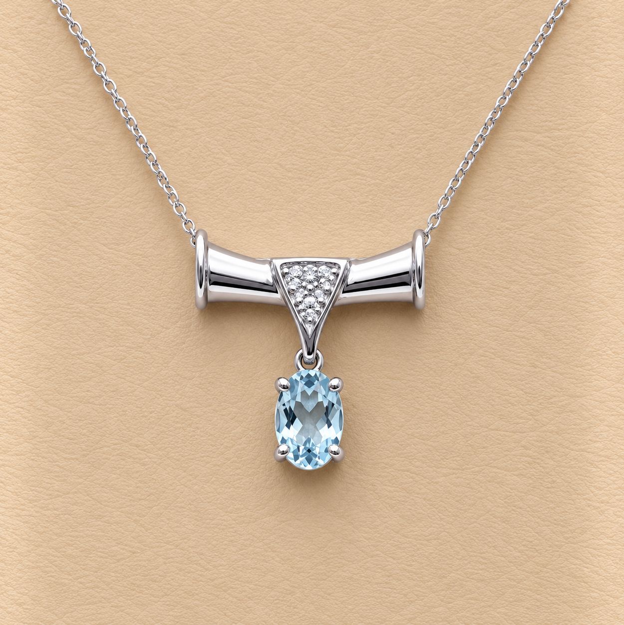 Bull Horn Aquamarine and Diamond Pendant