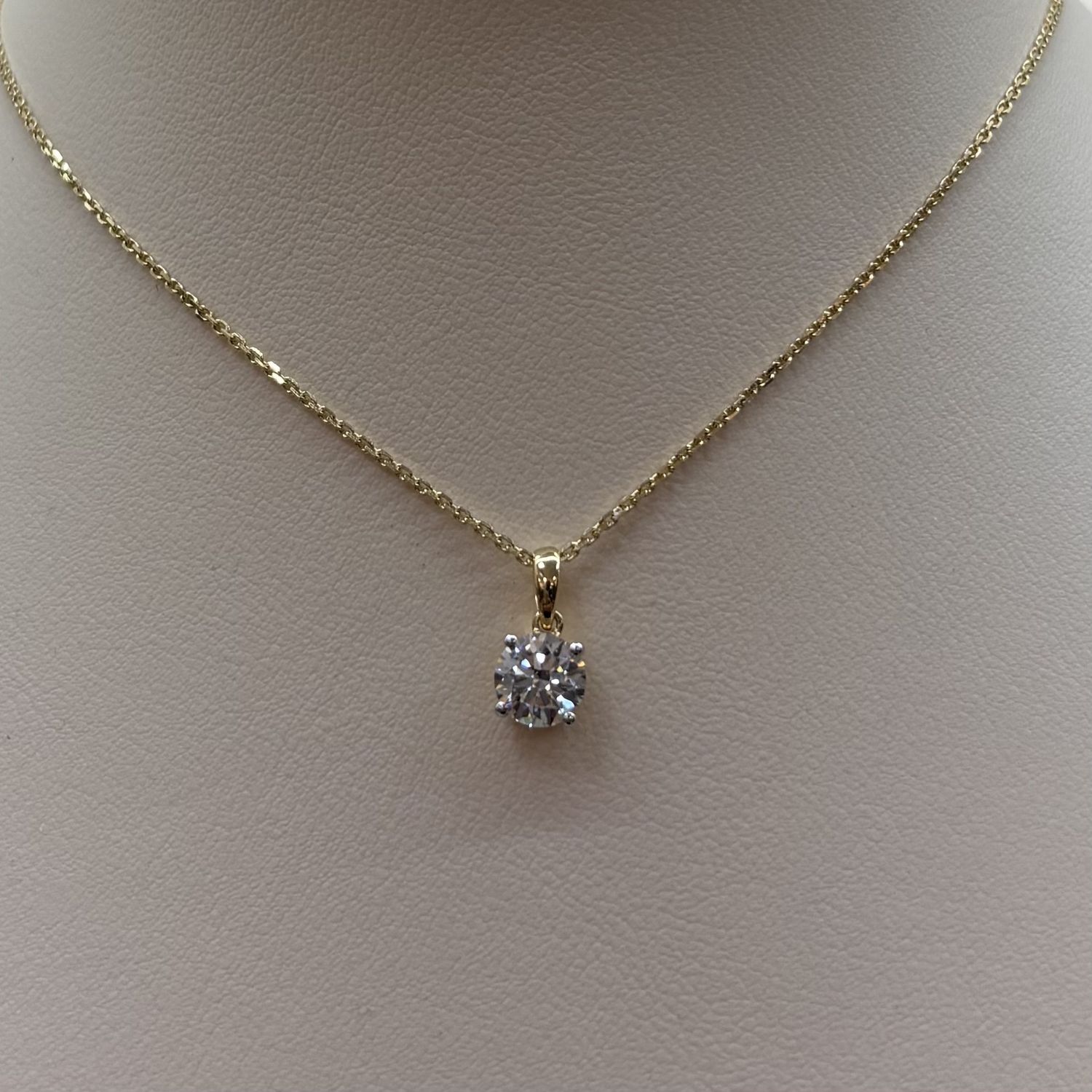14KY 1ct Solitare Oval-Cut Pendant
